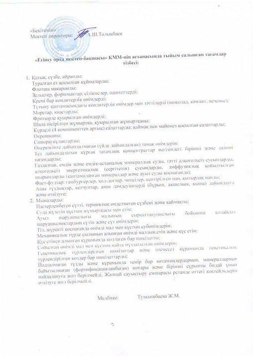 Тыйым салынған тағамдар тізбесі